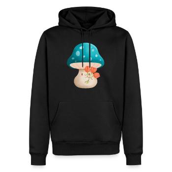 süßer Murshoom mit Blumen - Männer Premium Bio Hoodie - Schwarz - Vorne - Nico (187cm)