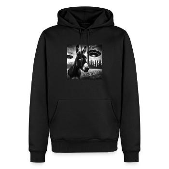Donkey mule Funny Graphic Selfie with UFOs Weird A - Männer Premium Bio Hoodie - Schwarz - Vorne - Nico (187cm)
