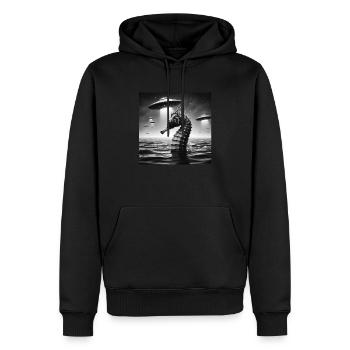 Mutant seahorse Funny Graphic Selfie with UFOs Wei - Männer Premium Bio Hoodie - Schwarz - Vorne - Nico (187cm)