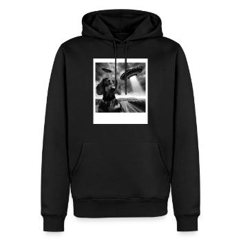 Dachshund Dog Mom Dad Funny Graphic Selfie UFOs We - Männer Premium Bio Hoodie - Schwarz - Vorne - Nico (187cm)