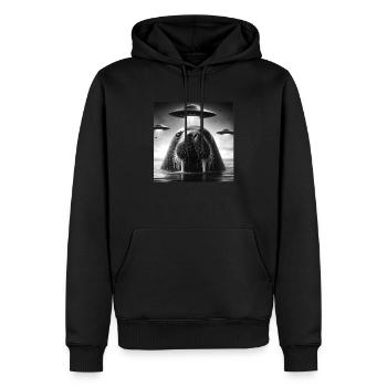 Walrus Sea lion Funny Graphic Selfie with UFOs Wei - Men’s Premium Organic Hoodie - black - Front - Nico (187cm)