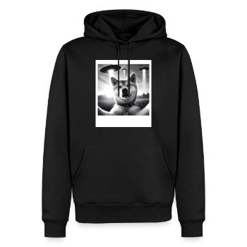 Shiba Inu Dog Dad Mom Funny Graphic Selfie UFOs We - Men’s Premium Organic Hoodie - black - Front - Nico (187cm)