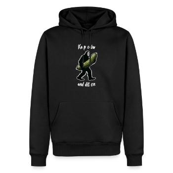 Keep calm and dill on. Pickle Dill Bigfoot Sasquat - Männer Premium Bio Hoodie - Schwarz - Vorne - Nico (187cm)