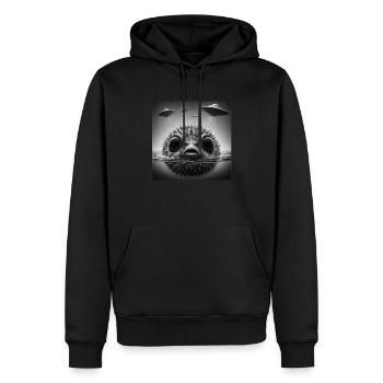 Puffer2 Fish Selfie graphique drôle avec des OVNI étranges - Sweat à capuche Premium bio Homme - noir - Devant - Nico (187cm)