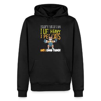 Lifting cat - Männer Premium Bio Hoodie - Schwarz - Vorne - Nico (187cm)