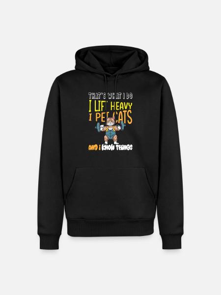 Lifting cat - Männer Premium Bio Hoodie - Schwarz