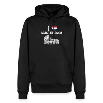 J’aime Amsterdam Cool Pays-Bas Coeur Drapeau Jeu de mots - Sweat à capuche Premium bio Homme - noir - Devant - Nico (187cm)