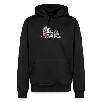 I Love Amsterdam Kolosseum Niederlande Herz Flagge - Männer Premium Bio Hoodie - Schwarz - Vorne - Nico (187cm)