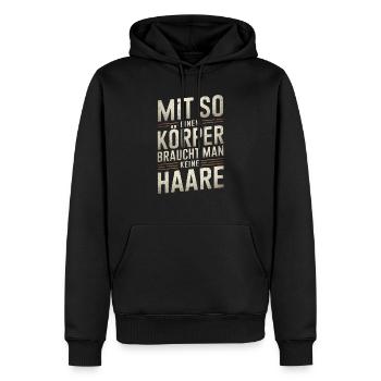 Avec un tel corps - tête chauve cheveux courts - Sweat à capuche Premium bio Homme - noir - Devant - Nico (187cm)