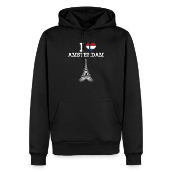 I Love Amsterdam Coole Niederländische Flagge Eiffelturm - Männer Premium Bio Hoodie - Schwarz - Vorne - Nico (187cm)