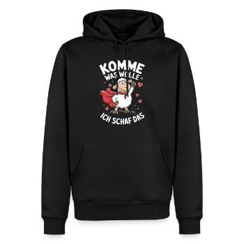 Komme was wolle ich schaf das Motivation Optimist - Männer Premium Bio Hoodie - Schwarz - Vorne - Nico (187cm)