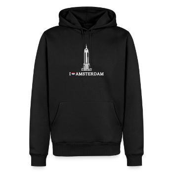 J’aime Amsterdam Empire Building Netherland Lover - Sweat à capuche Premium bio Homme - noir - Devant - Nico (187cm)
