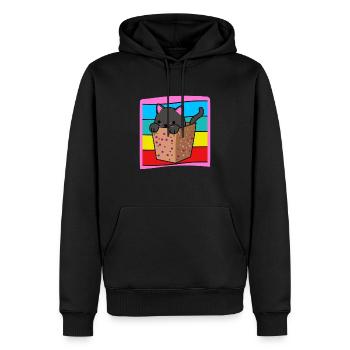 Katze in der Schachtel - Männer Premium Bio Hoodie - Schwarz - Vorne - Nico (187cm)