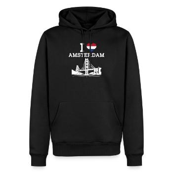 J’aime le plaisir du Golden Gate Bridge de l’Amsterdam Heart Flag - Sweat à capuche Premium bio Homme - noir - Devant - Nico (187cm)