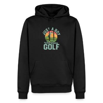 Juste un garçon qui aime le golf Golfeur amateur - Sweat à capuche Premium bio Homme - noir - Devant - Nico (187cm)