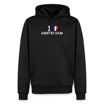J’aime Amsterdam France Coeur Drapeau France Lover - Sweat à capuche Premium bio Homme - noir - Devant - Nico (187cm)