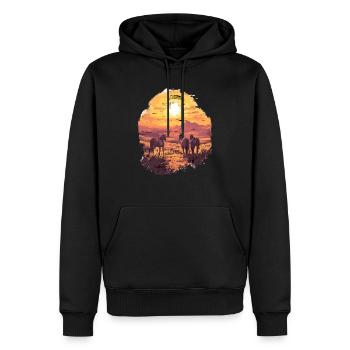 Horses Pferde Vintage Sunset Sonnenuntergang - Men’s Premium Organic Hoodie - black - Front - Nico (187cm)