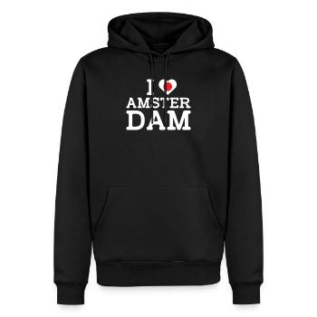 I love Amsterdam Japan Heart Flag Lover Niederlande - Männer Premium Bio Hoodie - Schwarz - Vorne - Nico (187cm)