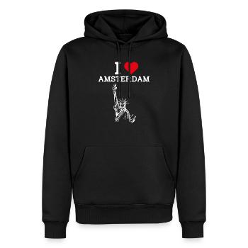 I Love Amsterdam Coole Freiheitsstatue Herz Flagge - Männer Premium Bio Hoodie - Schwarz - Vorne - Nico (187cm)