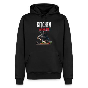 Küchenninja – Lautlos schneiden, lecker servieren - Männer Premium Bio Hoodie - Schwarz - Vorne - Nico (187cm)
