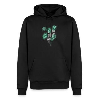 Conception de feuilles tropicales - Sweat à capuche Premium bio Homme - noir - Devant - Nico (187cm)