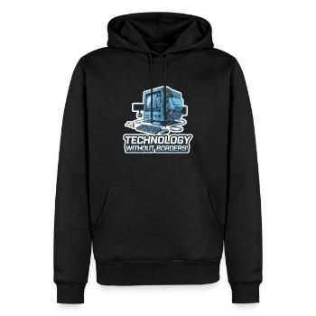 ORDINATEUR, SANS FRONTIÈRES - Sweat à capuche Premium bio Homme - noir - Devant - Nico (187cm)