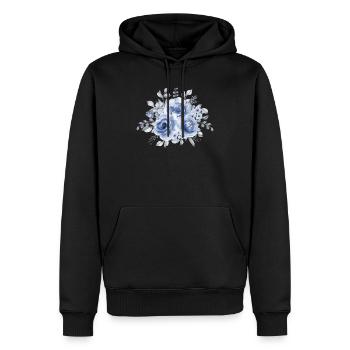 Blauer Aquarell-Blumenstrauß Blue Watercolor - Männer Premium Bio Hoodie - Schwarz - Vorne - Nico (187cm)
