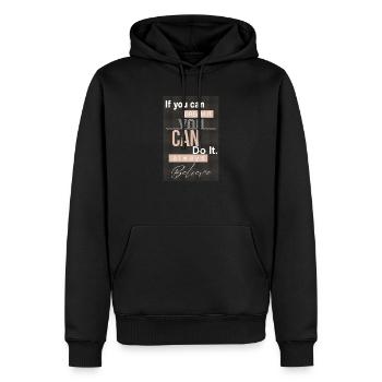 Motivationszitat Inspirational Dream Believe - Männer Premium Bio Hoodie - Schwarz - Vorne - Nico (187cm)