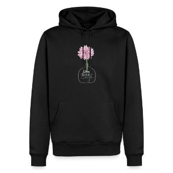Rosa Blume Leben Liebe Lachen Inspirierendes Zitat - Männer Premium Bio Hoodie - Schwarz - Vorne - Nico (187cm)