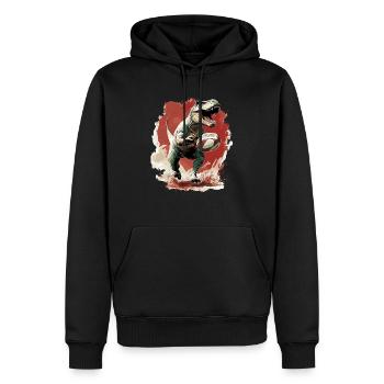 Rugby Dino Trex Dinosaur - Team Dino T-Rex College - Men’s Premium Organic Hoodie - black - Front - Nico (187cm)