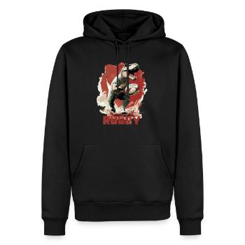 Rugby Dino T Rex Dinosaure - Sweat à capuche Premium bio Homme - noir - Devant - Nico (187cm)