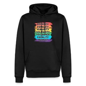 LGBTQ Arc-en-ciel Diversité Tolérance Gay Pride - Sweat à capuche Premium bio Homme - noir - Devant - Nico (187cm)