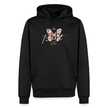 Citation de papillon floral inspirante - Sweat à capuche Premium bio Homme - noir - Devant - Nico (187cm)