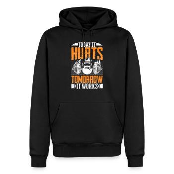 Heute schmerzt es morgen wirkt es Fitness - Männer Premium Bio Hoodie - Schwarz - Vorne - Nico (187cm)
