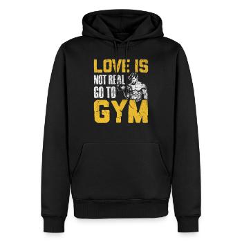 Love Is Not Real Go To Gym Fitness Design - Männer Premium Bio Hoodie - Schwarz - Vorne - Nico (187cm)