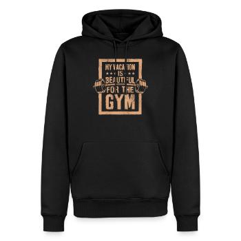 Urlaub für das Fitnessstudio Fitness Motivation - Männer Premium Bio Hoodie - Schwarz - Vorne - Nico (187cm)