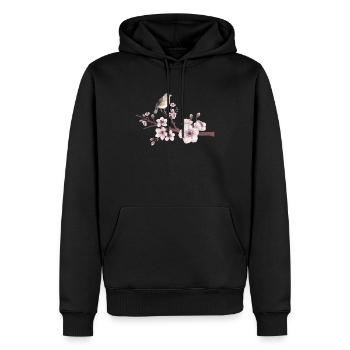 Kirschblüte Vogel illustration cerisier oiseau en fleur - Sweat à capuche Premium bio Homme - noir - Devant - Nico (187cm)
