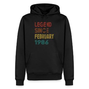Légende Depuis Février 1986 Hommes Femmes Millésime 1986 - Sweat à capuche Premium bio Homme - noir - Devant - Nico (187cm)