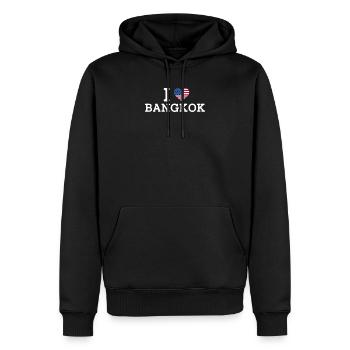 I Love Bangkok Cool USA Wrong Flag Heart Lover - Men’s Premium Organic Hoodie - black - Front - Nico (187cm)