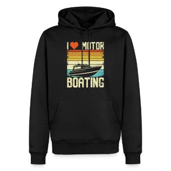 Retro Motorboot Fahren Design - Männer Premium Bio Hoodie - Schwarz - Vorne - Nico (187cm)