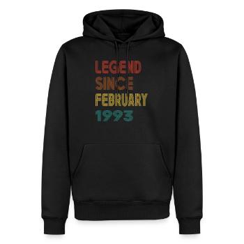 Légende Depuis Février 1993Homme Femmes Millésime 1993 - Sweat à capuche Premium bio Homme - noir - Devant - Nico (187cm)