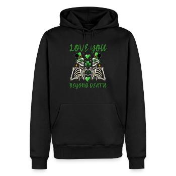 Squelettes de la Saint-Patrick - LOVE YOU BEYOND DEATH - Sweat à capuche Premium bio Homme - noir - Devant - Nico (187cm)