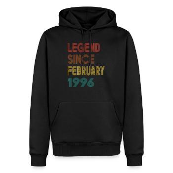 Légende Depuis Février 1996 Hommes Femmes Millésime 1996 - Sweat à capuche Premium bio Homme - noir - Devant - Nico (187cm)