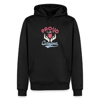 Fier d’être un aidant - Sweat à capuche Premium bio Homme - noir - Devant - Nico (187cm)