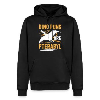 Drôle de Dino Jeu de mots Ptérodactyle - Sweat à capuche Premium bio Homme - noir - Devant - Nico (187cm)