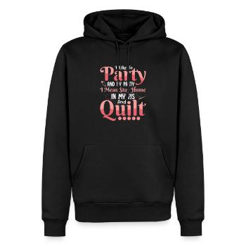 J’aime faire la fête et par Party Quilter Quilting - Sweat à capuche Premium bio Homme - noir - Devant - Nico (187cm)
