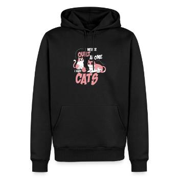 Je ne quilte jamais seul I Have Cats Quilter Quilting - Sweat à capuche Premium bio Homme - noir - Devant - Nico (187cm)