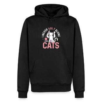 Je ne quilte jamais seule I Have Cats Quilting Quilter - Sweat à capuche Premium bio Homme - noir - Devant - Nico (187cm)