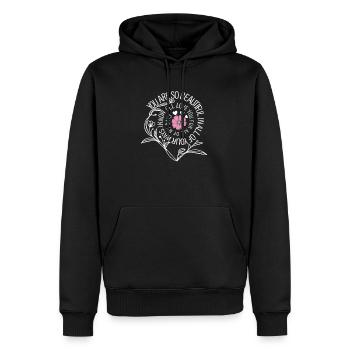 Belle citation d’amour avec fleur rose Bel amour - Sweat à capuche Premium bio Homme - noir - Devant - Nico (187cm)