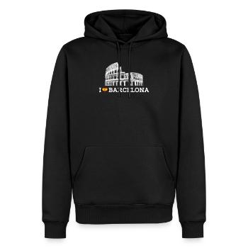 J’aime Barcelone Coeur Drapeau Colisée Espagne Amoureux - Sweat à capuche Premium bio Homme - noir - Devant - Nico (187cm)